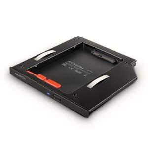 HDD keret AXAGON RSS-CD09, ALU caddy for 2.5" SSD/HDD into 9.5 mm laptop DVD slot, screwless. LED