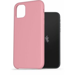 Telefon tok AlzaGuard Premium Liquid Silicone Case iPhone 11 rózsaszín tok