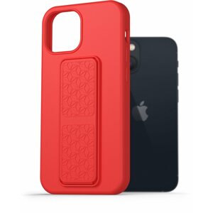 Telefon tok AlzaGuard Liquid Silicone Case with Stand iPhone 13 Mini piros tok