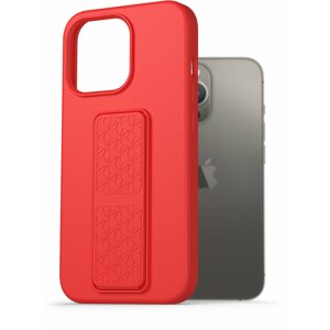 Telefon tok AlzaGuard Liquid Silicone Case with Stand iPhone 13 Pro piros tok