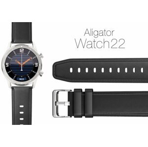 Szíj Aligator Watch 22 mm bőr/szilikon szíj fekete