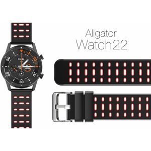 Szíj Aligator Watch 22 mm szilikon heveder Dual piros