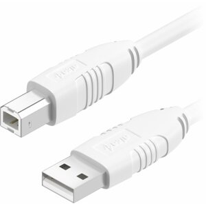 Adatkábel AlzaPower LinkCore USB A-B 1 m, fehér