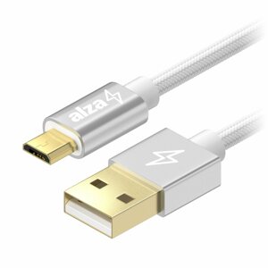 Adatkábel AlzaPower AluCore Micro USB 2m Silver