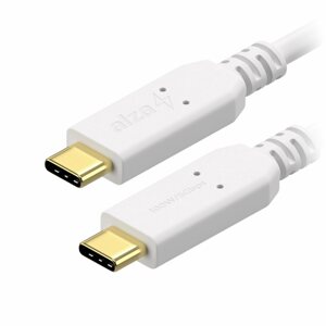 Adatkábel AlzaPower Core USB-C to USB-C 3.2 Gen 1, 5A, 100W, 0,1m, fehér