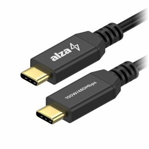 Adatkábel AlzaPower AluCore USB-C to USB-C 2.0, 5A, 100W, 0,15m, fekete