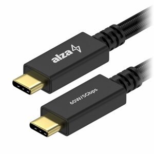 Adatkábel AlzaPower AluCore USB-C to USB-C 3.2 Gen 1, 3A, 60W, 1m, fekete