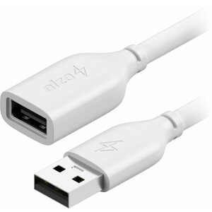 Adatkábel AlzaPower Core USB-A (M) - USB-A (F) 2.0, 1,5 m, fehér