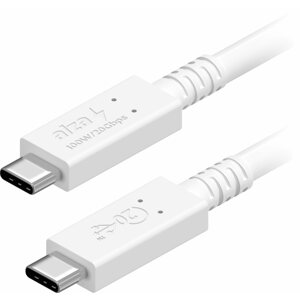 Adatkábel AlzaPower Core USB-C / USB-C USB4, 5 A, 100 W, 0,5 m fehér