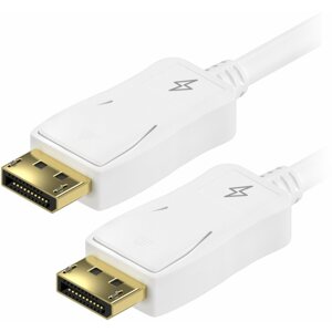 Videokábel AlzaPower DisplayPort-ról (M) DisplayPort-ra (M), csatlkaozókábel, 1,5m, fehér