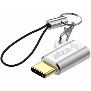 Átalakító AlzaPower Keychain USB-C (M)-ről Micro USB (F)-re ezüst