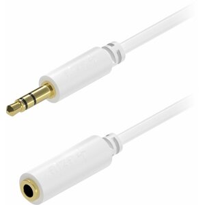 Audio kábel AlzaPower Core Audio 3,5 mm Jack (M) to 3,5 mm Jack (F) 1 m fehér