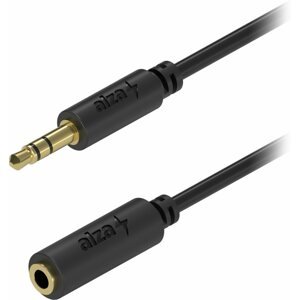 Audio kábel AlzaPower Core Audio 3,5 mm Jack (M) to 3,5 mm Jack (F) 2 m fekete
