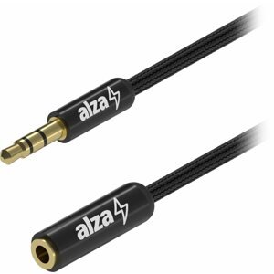 Audio kábel AlzaPower AluCore Audio 3,5 mm Jack (M) to 3,5 mm Jack (F) 1 m fekete