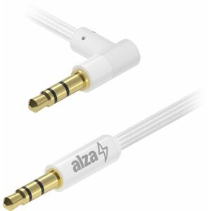 Audio kábel AlzaPower 90Core Audio 3.5mm Jack (M) to 3.5mm Jack 90° (M) 1 m fehér