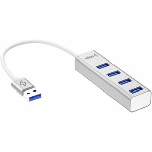 USB Hub AlzaPower AluCore USB-A (M) - 4 × USB-A (F) ezüst