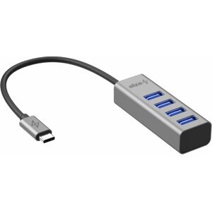 USB Hub AlzaPower AluCore USB-C (M) - 4× USB-A (F) asztroszürke