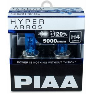 Autóizzó PIAA Hyper Arros 5000K H4 + 120% ragyogó fehér fény, 5000K színhőmérséklet, 2 db