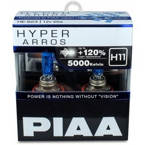 Autóizzó PIAA Hyper Arros 5000K H11 + 120% ragyogó fehér fény, 5000K színhőmérséklet, 2 db