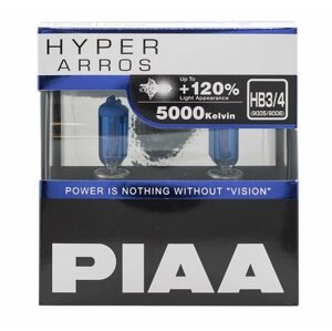 Autóizzó PIAA Hyper Arros 5000K HB3/HB4, +120% ragyogó fehér fény, 5000K színhőmérséklet, 2 db