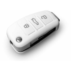 Obal na klíče Ochranné silikonové pouzdro na klíč pro Audi s vystřelovacím klíčem, barva bílá