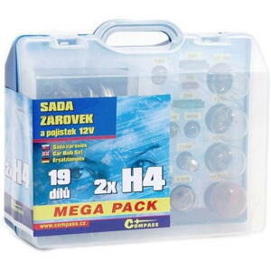 Izzókészlet COMPASS  MEGA H4+H4+ biztosítékok, tartalék szett 12V