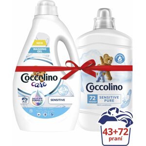 Öblítő COCCOLINO Sensitive öblítő 1,8 l (72 mosás) + Care Sensitive mosógél 1,72 l (43 mosás)