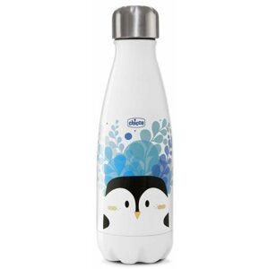 Gyerek kulacs Chicco palack rozsdamentes acél thermo Chicco Drinks Pingvin, 350 ml