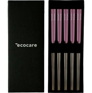 Evőpálcikák ECOCARE Box Silver-Pink fém sushi pálcika 10 db