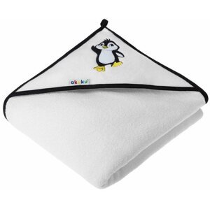 Gyerek fürdőlepedő AKUKU baba fürdőlepedő 100 × 100 fehér pingvinnel