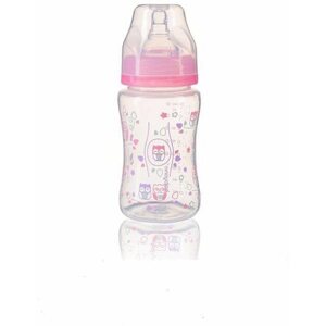 Cumisüveg BabyOno antikolikus cumisüveg széles nyakkal, 240 ml - rózsaszín