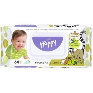 Popsitörlő HAPPY Baby mandula és olívaolaj 64 darab