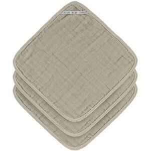 Mosdókesztyű Lässig Muslin Washcloth Set Olive 30 × 30 cm, 3 db