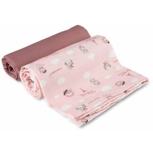 Mosható pelenka Canpol babies Muszlin pelenka Bonjour Paris 70 × 70 cm, rózsaszín, 2 db