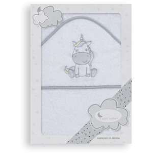 Gyerek fürdőlepedő INTERBABY Frottír fürdőlepedő (100 × 100 cm) unikornis, fehér-szürke