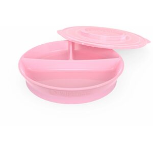 Tányér TWISTSHAKE Osztott tányér 6m+ Pasztell rózsaszín