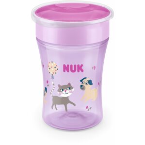 Tanulópohár NUK Magic Cup kupakkal 230 ml - rózsaszín, motívumok keveréke