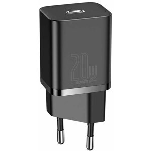 Hálózati adapter Baseus Super SI USB-C 20W-os adapter és USB-C Lightning 1 m-es kábel, fekete színben
