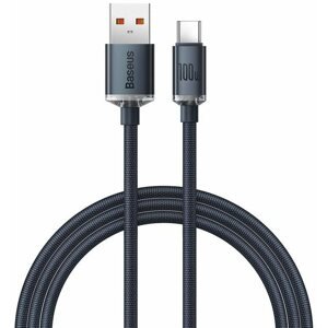 Adatkábel Baseus Crystal Series USB-A/USB-C 100 W 1,2 m töltő/adatkábel, fekete színben