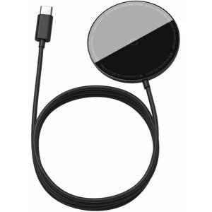 Vezeték nélküli töltő Baseus Mini Magnetic Wireless Charger USB-C kábel 1,5m 15W fekete