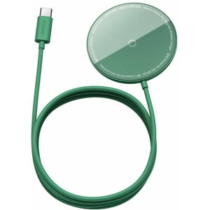 Vezeték nélküli töltő Baseus Mini Magnetic Wireless Charger USB-C kábel 1,5m 15W zöld