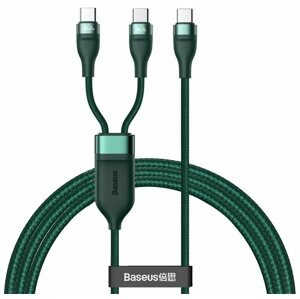 Adatkábel Baseus Flash Series Fast Charging Data Cable Type-C to Dual USB-C 100W 1.5 m Green