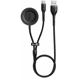 Adatkábel Baseus Cafule Series Data Cable USB to USB-C + Watch Charging Dock for Huawei 1.5 m Gray+Black