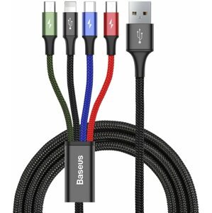 Tápkábel Baseus Fast 4 in 1 Lightning + USB-C + 2x MicroUSB Cable 3.5A 1.2M Black