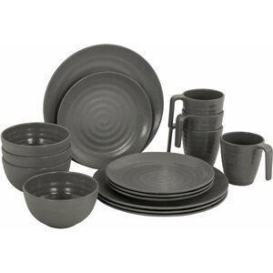 Kemping edény Bo-Camp Tableware 100% Melamine 16 Parts Stone Grey