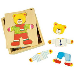 Kirakós játék Fából készült öltöztetős puzzle dobozban - Medve úr