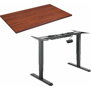 Állítható magasságú asztal AlzaErgo Table ET1 NewGen fekete + TTE-01 140x80 cm barna furnér asztallap
