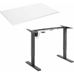 Állítható magasságú asztal AlzaErgo Table ET2.1 fekete + lap TTE-01 140x80 cm fehér laminált