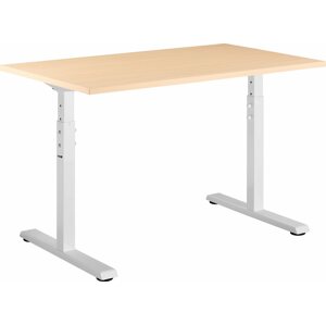 Íróasztal AlzaErgo Fixed Table FT1 fehér + TTE-12 120x80 cm-es laminált asztallap, nyírfa