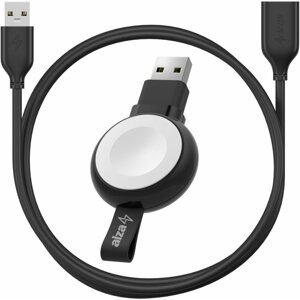 Szett AlzaPower Wireless MFi Watch Charger 120 USB-A fekete + Core USB-A (M) to USB-A (F) 2.0 adatkábel